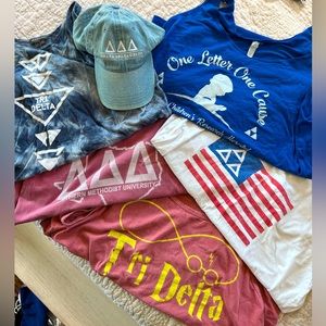 Tri Delta sorority tank tops and baseball hat bundle